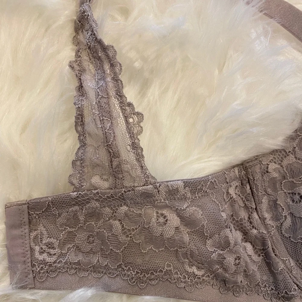 NWT 36 DD Apt. 9 Gray Lace Trim Push Up Bra